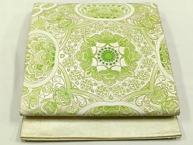 平和屋着物◎中国三大刺繍 総相良刺繍 太鼓柄袋帯 花唐草文 正絹 逸品 CABJ6144yk
