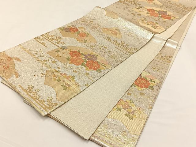平和屋着物◎九百佐賀錦 六通柄袋帯 花選四季寿 金糸 引箔 正絹 逸品 未使用 CABJ6150yk