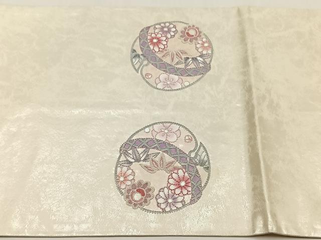 平和屋着物◎中国三大刺繍 総相良刺繍 太鼓柄袋帯 鈴 舞花文 正絹 逸品 CABJ6153yk