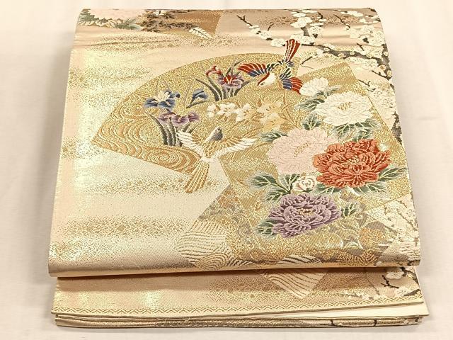平和屋着物◎六通柄袋帯 唐織 地紙花鳥文 金糸 正絹 逸品 CABJ6181yk