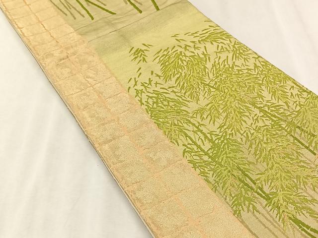 平和屋着物◎六通柄袋帯 笹竹文 金糸 正絹 逸品 CABJ6195yk