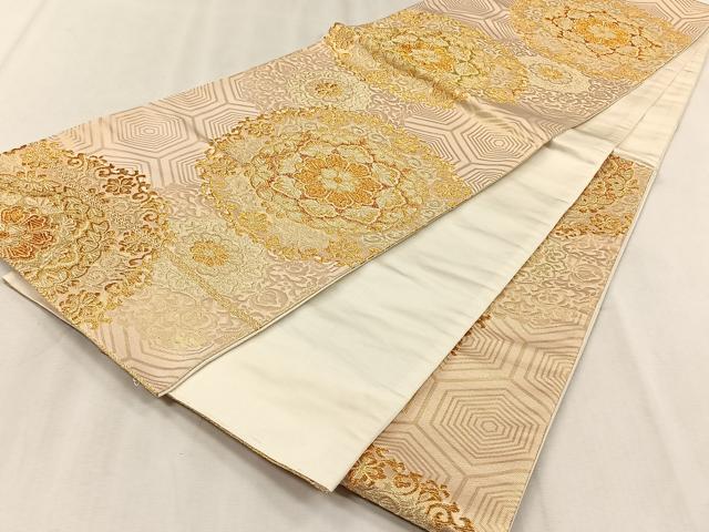 平和屋着物◎六通柄 京袋帯 正倉院花文 金糸 正絹 逸品 CABJ6196yk