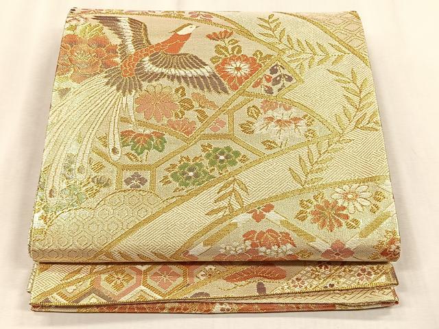 平和屋着物◎古典佐賀錦 六通柄袋帯 九百織 鳳凰花文 金糸 正絹 逸品 未使用 CABJ6197yk