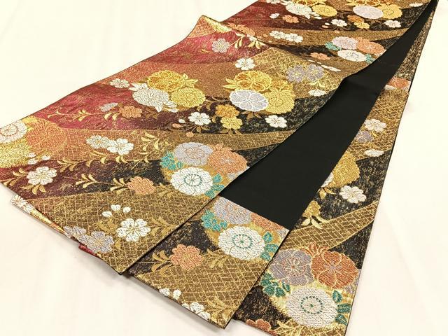 平和屋着物◎六通柄袋帯 花丸文 金糸 正絹 逸品 CABJ6217yk