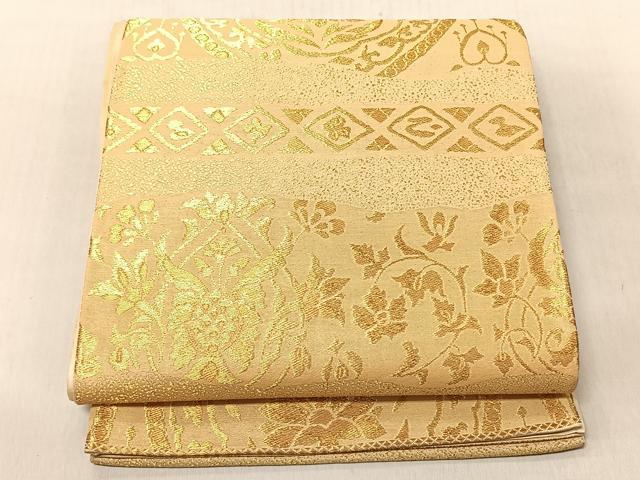 平和屋着物◎六通柄袋帯 更紗花唐草文 金糸 正絹 逸品 CABJ6223yk