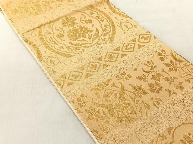 平和屋着物◎六通柄袋帯 更紗花唐草文 金糸 正絹 逸品 CABJ6223yk