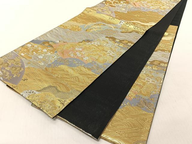 平和屋着物◎六通柄袋帯 道長扇面色紙文 金銀糸 正絹 逸品 CABJ6230yk