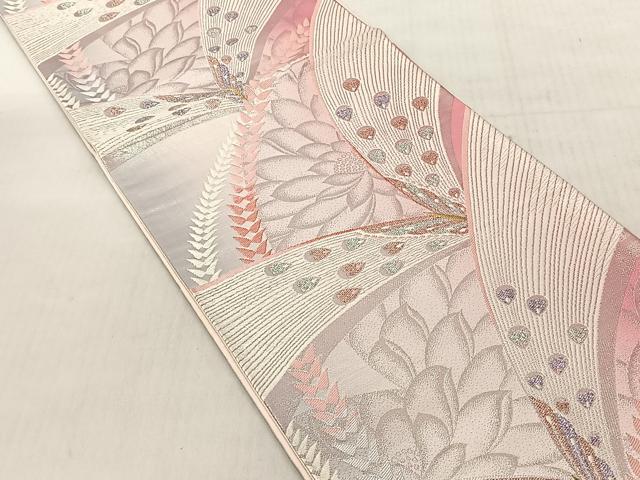 平和屋着物◎六通柄袋帯 花蝶文 金銀糸 正絹 逸品 CABJ6233yk