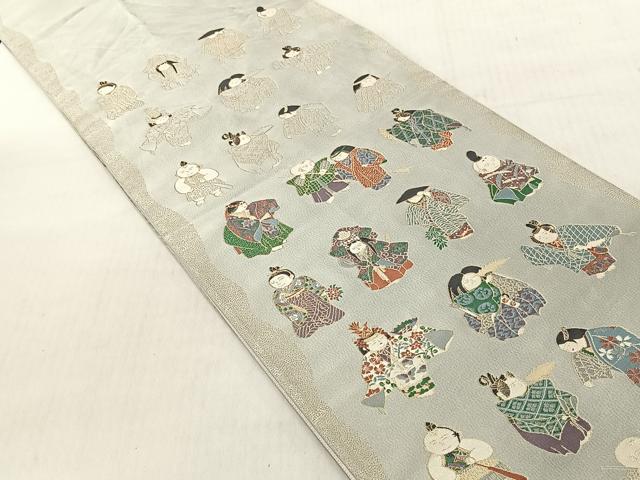 平和屋着物◎太鼓柄袋帯 唐子 金糸 正絹 逸品 CABJ6236yk