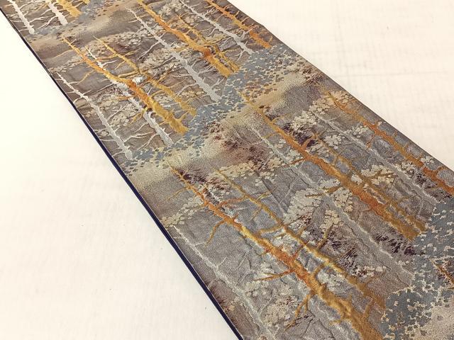 平和屋着物◎六通柄袋帯 ふくれ織 枝花文 金銀糸 正絹 逸品 CABJ6257yk