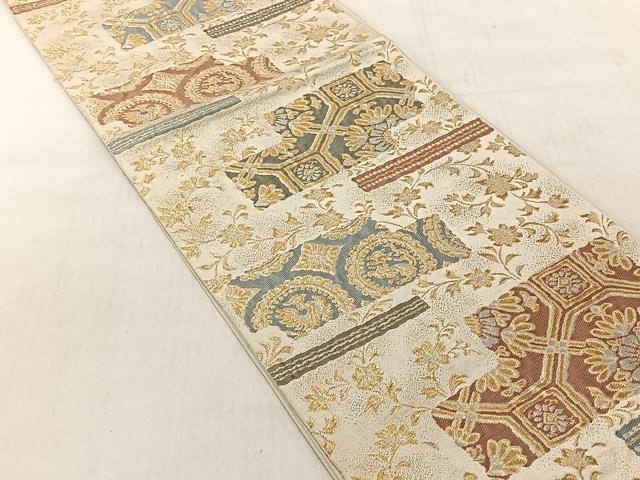 平和屋着物◎六通柄 本袋帯 花鳥文 金銀糸 正絹 逸品 CABJ6275yk