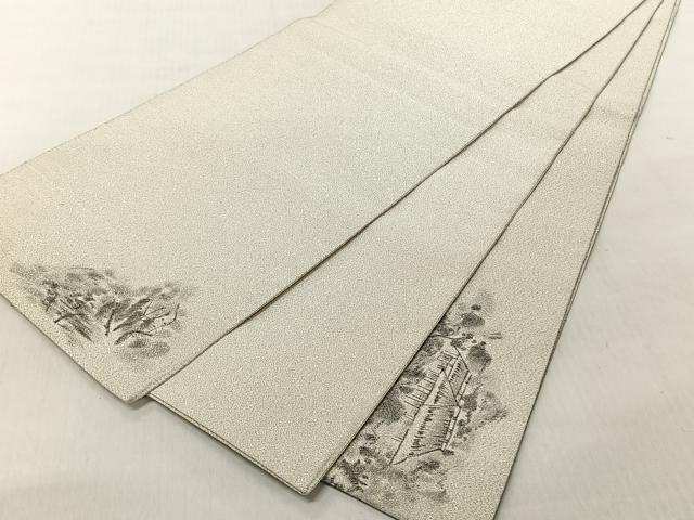 平和屋着物◎太鼓柄袋帯 作家物 綴れ 風景文 銀糸 正絹 逸品 CABJ6281yk