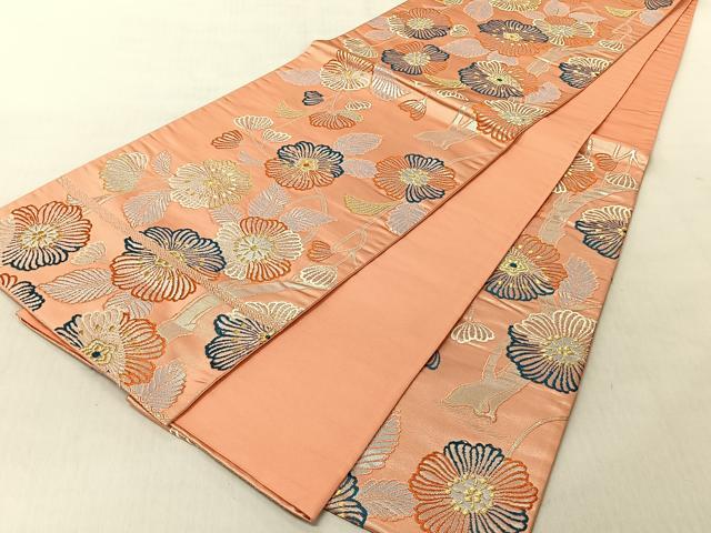 平和屋着物◎六通柄袋帯 唐織 枝菊文 金銀糸 正絹 逸品 CABJ6288yk