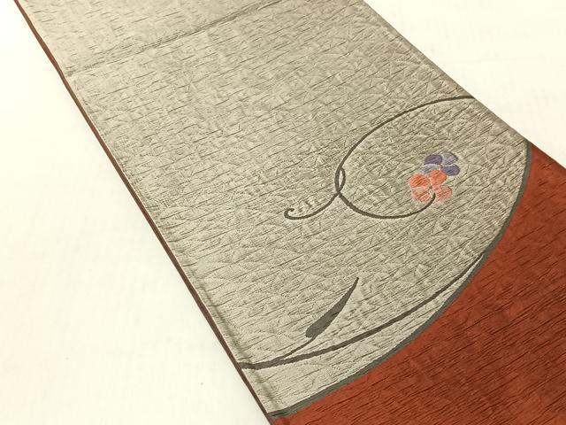 平和屋着物◎太鼓柄袋帯 花唐草文 正絹 逸品 未使用 CABJ6291yk