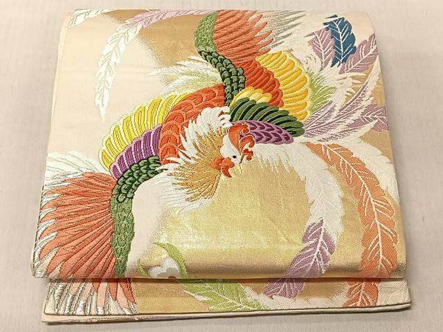 平和屋着物◎六通柄袋帯 唐織 瑞兆鳳凰文 金銀糸 正絹 逸品 CABJ6303yk