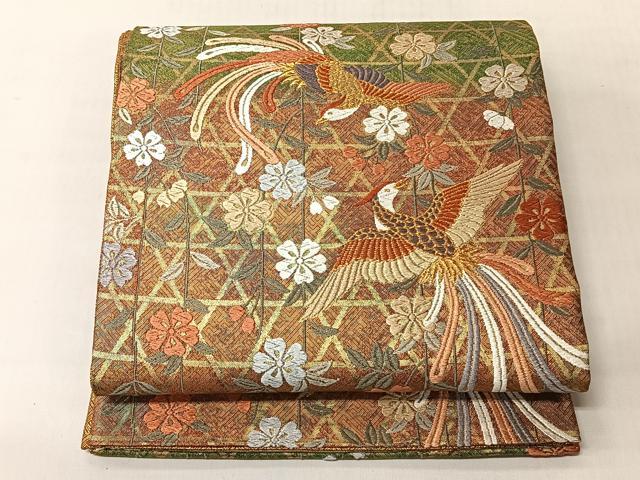 平和屋着物◎佐賀錦 六通柄袋帯 螺鈿唐織 鳳凰花文 金糸 正絹 逸品 CABJ6311yk