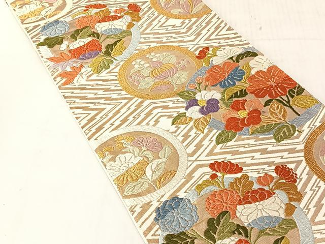平和屋着物◎六通柄袋帯 松風 松皮地丸文 金糸 正絹 逸品 CABJ6321yk
