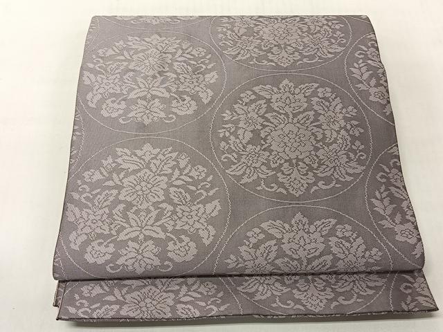 平和屋着物◎両面 全通柄 本袋帯 筑趣錦 孔雀花文 正絹 逸品 CABJ6333yk