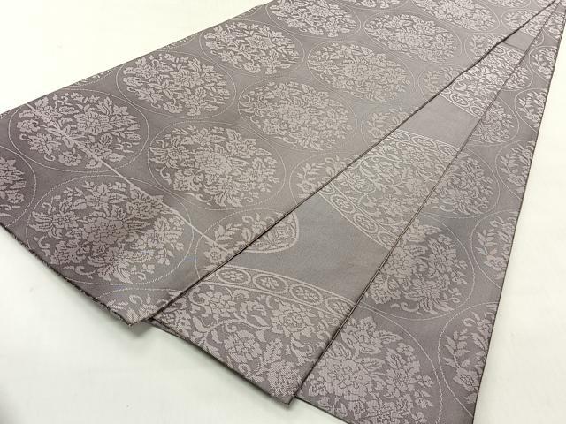 平和屋着物◎両面 全通柄 本袋帯 筑趣錦 孔雀花文 正絹 逸品 CABJ6333yk