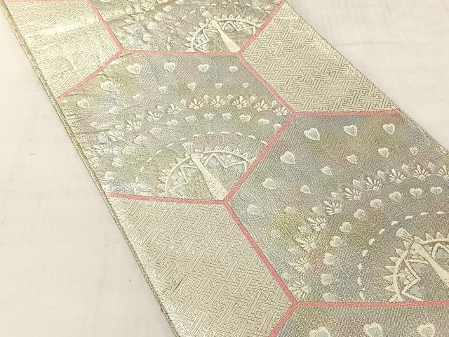 平和屋着物◎佐賀錦 六通柄袋帯 孔雀 銀糸 正絹 逸品 CABJ6335yk