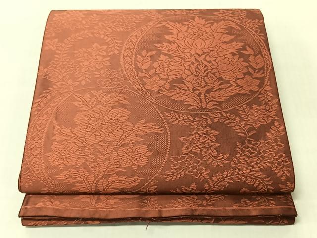 平和屋着物◎両面 全通柄 本袋帯 筑趣錦 草花丸文 正絹 逸品 CABJ6336yk