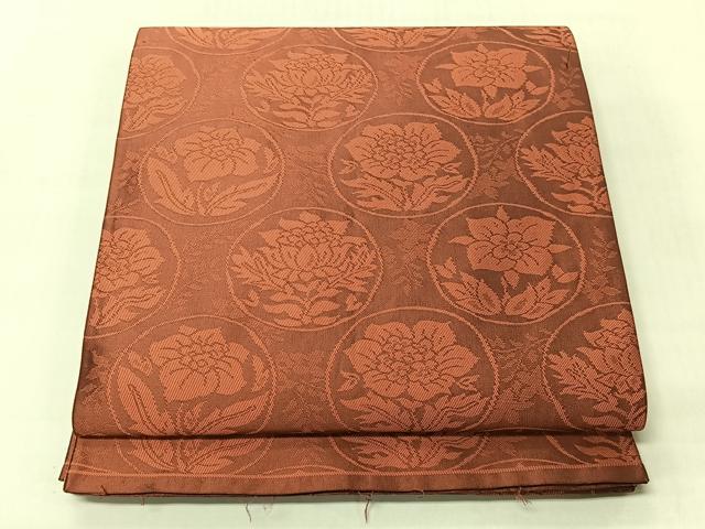 平和屋着物◎両面 全通柄 本袋帯 筑趣錦 草花丸文 正絹 逸品 CABJ6336yk