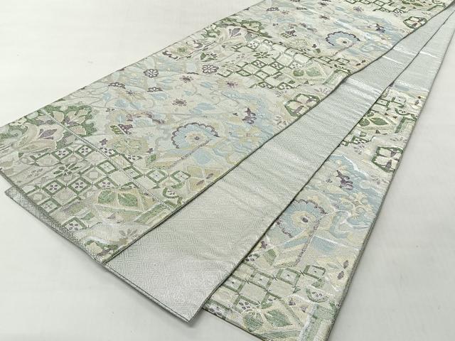 平和屋着物◎佐賀錦 六通柄袋帯 花唐草文 金銀糸 正絹 逸品 CABJ6339yk