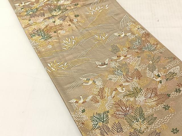 平和屋着物◎六通柄袋帯 飛鶴枝松葉文 金糸 正絹 逸品 CABJ6345yk