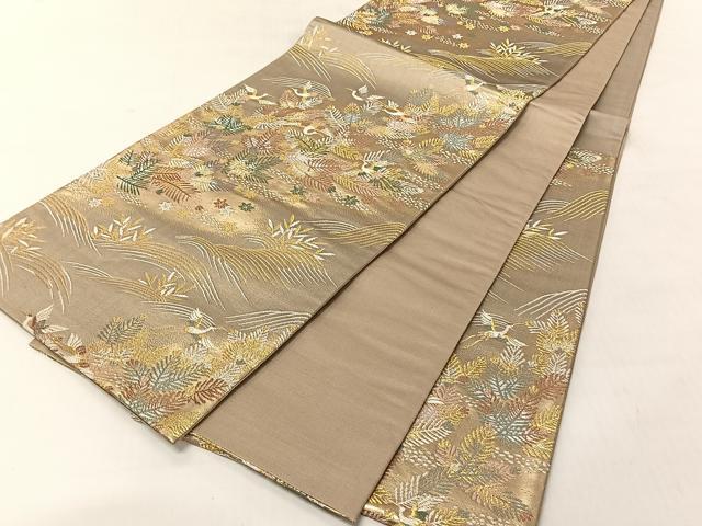 平和屋着物◎六通柄袋帯 飛鶴枝松葉文 金糸 正絹 逸品 CABJ6345yk