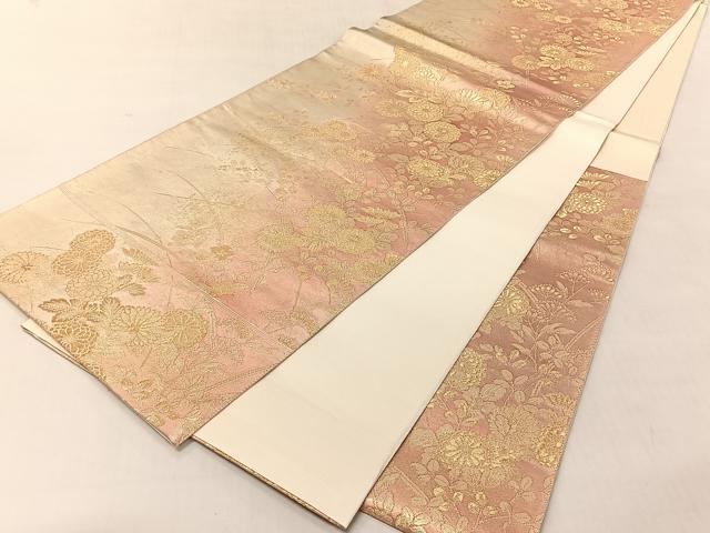 平和屋着物◎六通柄袋帯 蒔絵草花文 金糸 引箔 正絹 逸品 CABJ6352yk