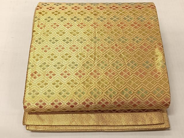 平和屋着物◎佐賀錦 六通柄袋帯 菱繋ぎ 金糸 正絹 逸品 CABJ6357yk