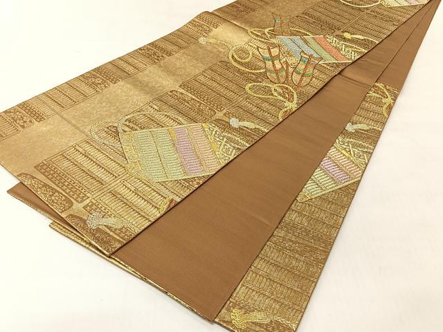 平和屋着物◎六通柄袋帯 鎧縅 金糸 正絹 逸品 CABJ6381yk