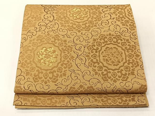 平和屋着物◎六通柄 本袋帯 正倉院花唐草文 金糸 正絹 逸品 CABJ6389yk