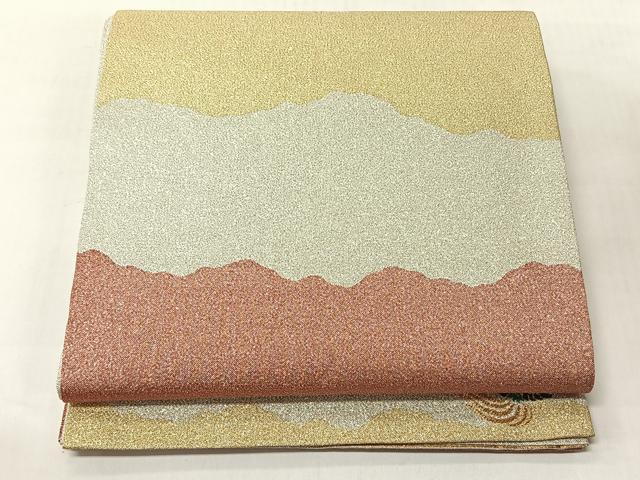 平和屋着物◎六通柄袋帯 綴れ 霞文 ワンポイント 鳳凰 金銀糸 正絹 逸品 CABJ6392yk