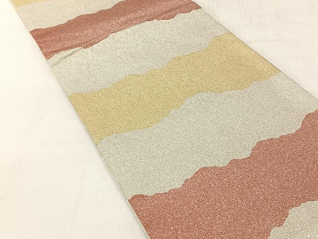 平和屋着物◎六通柄袋帯 綴れ 霞文 ワンポイント 鳳凰 金銀糸 正絹 逸品 CABJ6392yk