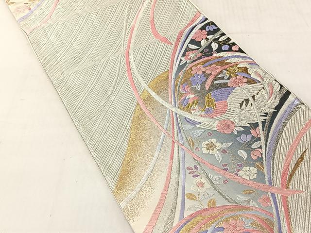 平和屋着物◎六通柄袋帯 唐織 花鳥文 金銀糸 正絹 逸品 CABJ6396yk