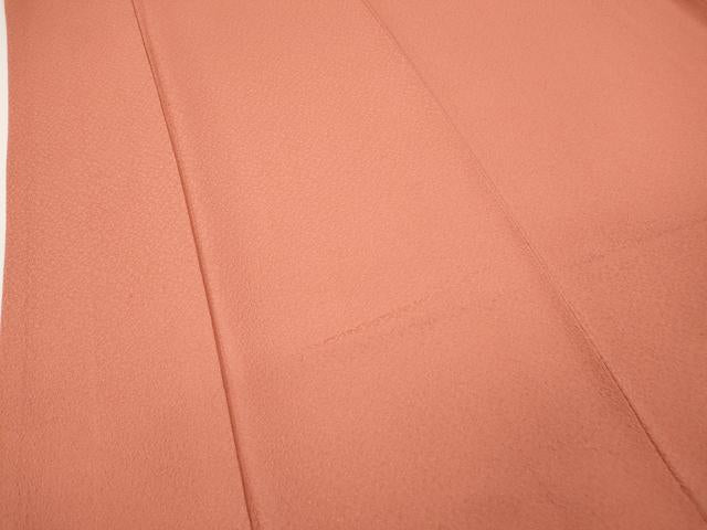 平和屋着物●上質な色無地 紋意匠 珊瑚朱色 正絹 逸品 CABJ6404ut