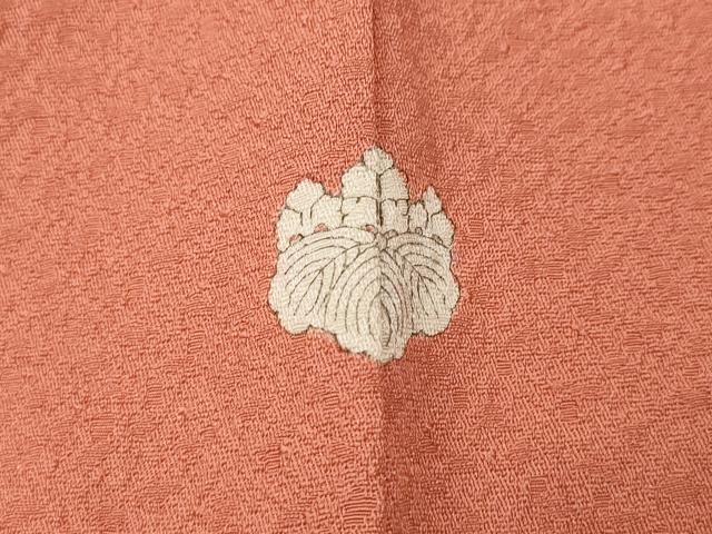 平和屋着物●上質な色無地 紋意匠 珊瑚朱色 正絹 逸品 CABJ6404ut