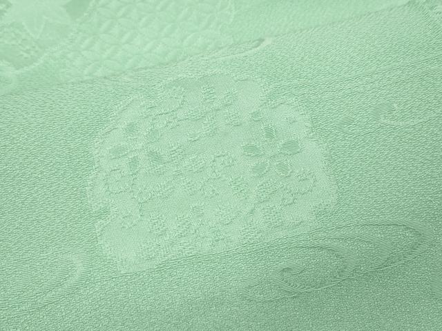 平和屋着物●上質な色無地 流水雪輪花地紋 薄萌葱色 正絹 逸品 CABJ6409ut