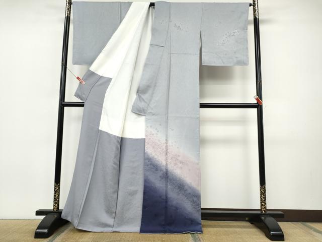 平和屋着物●訪問着 総刺繍 流水枝花文 暈し染め 金糸 正絹 逸品 CABJ6412ut
