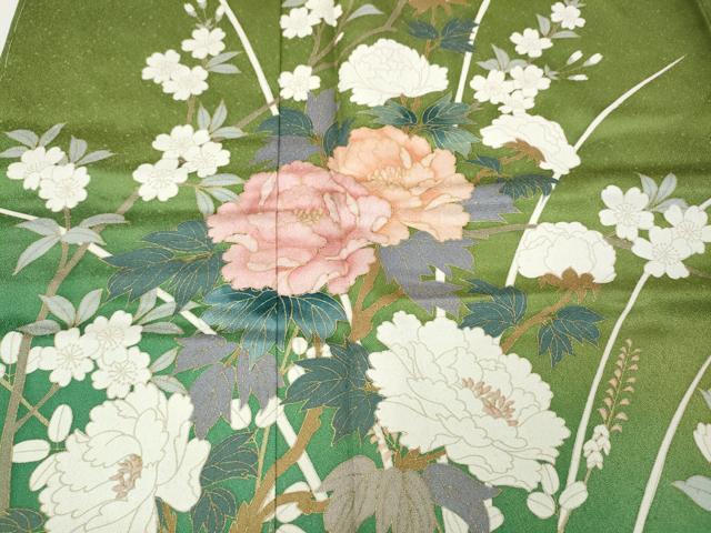平和屋着物●訪問着 草花文 暈し染め 金彩 正絹 逸品 未使用 CABJ6414ut