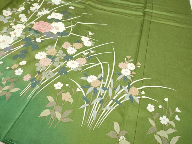 平和屋着物●訪問着 草花文 暈し染め 金彩 正絹 逸品 未使用 CABJ6414ut