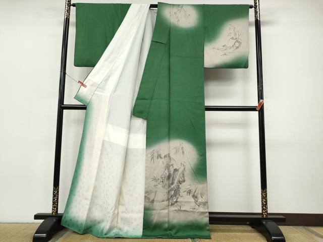 平和屋着物●訪問着 作家物 手描き 寒山拾得 暈し染め 正絹 逸品 CABJ6416ut
