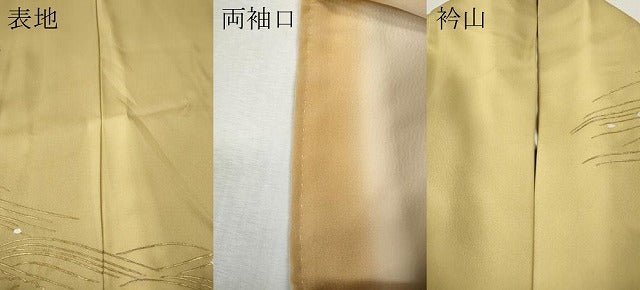 平和屋着物●訪問着 総刺繍 立波扇花文 金糸 正絹 逸品 CABJ6417ut