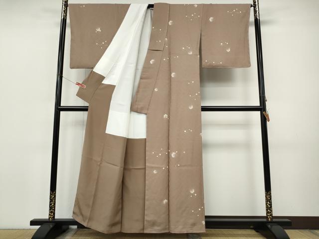 平和屋着物●京の名門 友禅 染の北川 小紋 雪輪箔散らし 金彩 反端付き 正絹 逸品 CABJ6419ut