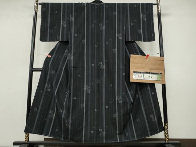 平和屋着物●結城紬 80亀甲 クローバー 証紙付き 正絹 逸品 CABJ6420ut
