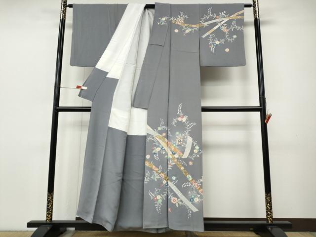 平和屋着物●訪問着 駒刺繍 熨斗花鳥文 金彩 正絹 逸品 CABJ6427ut