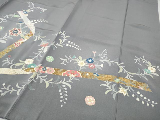 平和屋着物●訪問着 駒刺繍 熨斗花鳥文 金彩 正絹 逸品 CABJ6427ut
