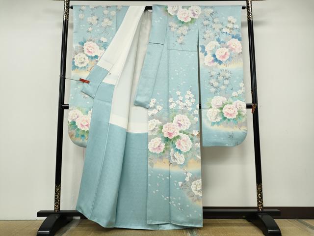 平和屋着物●豪華振袖 刺繍 草花文 暈し染め 正絹 逸品 CABJ6434ut