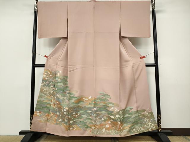 平和屋着物●中国三大刺繍 スワトウ刺繍 色留袖 草花文 金彩 正絹 逸品 CABJ6435ut